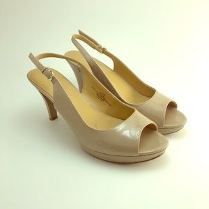 Nine West Nude Slingback Patent Leather Heels